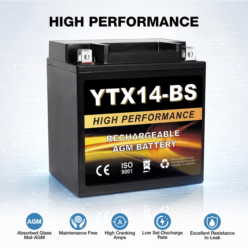 Anlibatt YTX14-BS Motorcycle Battery 12V 12Ah 200CCA Rechargeable Sealed Batteries Powersport Replacement for ATV, Scooter, Jet ski, Dirt Bike