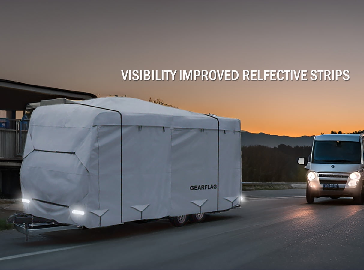 GEARFLAG Class C RV Camper Cover Fits 20'-23', Gray, Multi-Layers Top Fabric, Adjustable Covers, Reinforced Windproof RV Cover Motorhome 292L x 105W x 110H in, 1 Piece