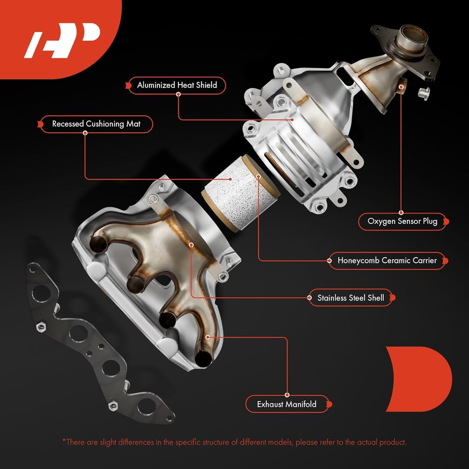 A-Premium Front Exhaust Manifold Catalytic Converter Kit Direct-Fit Compatible with Hyundai Elantra 2003-2012, Tiburon 2007-2008 & Kia Soul 2010-2011, Spectra 2004-2009, Spectra5, 2.0L, EPA Compliant