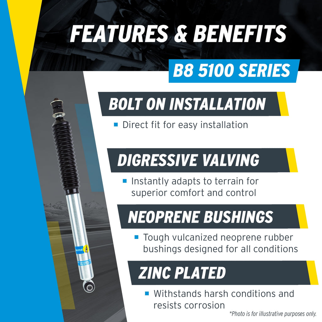 Bilstein Set of Front and Rear B8 5100 Series Shocks Compatible with 2007-2021 Tundra with 0-1 Rear Lift | Provides 0.875-2.3 Front Lift